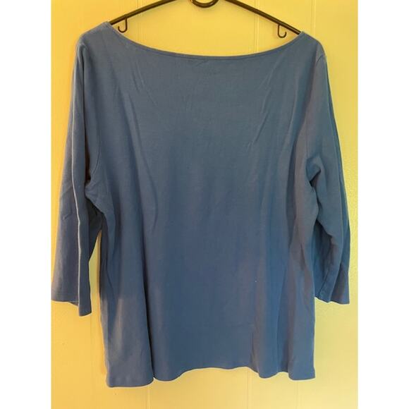 Talbots Size Large‎ Blue Knit Cotton Blouse - Picture 3 of 4